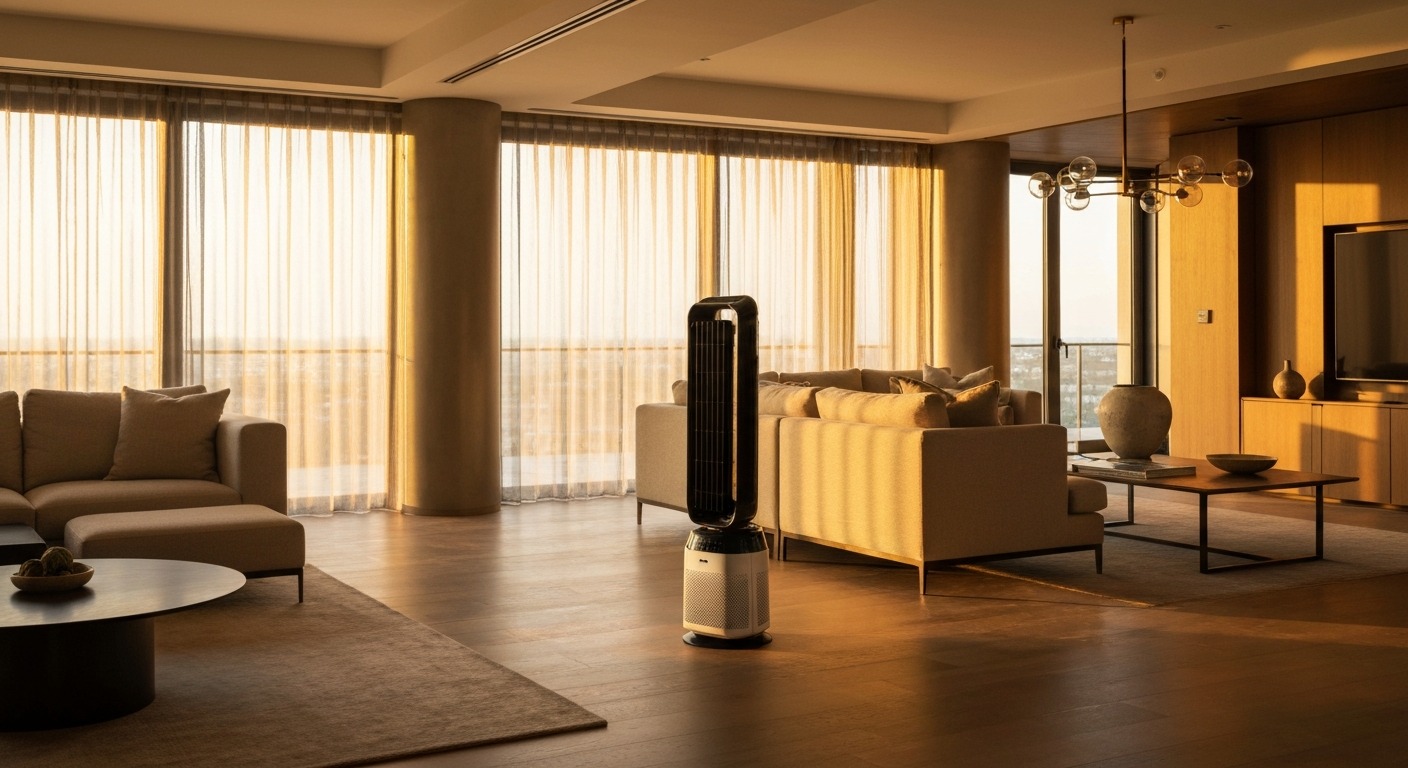 Dyson Purifier Hot and Cool premium bladeless design in modern living room