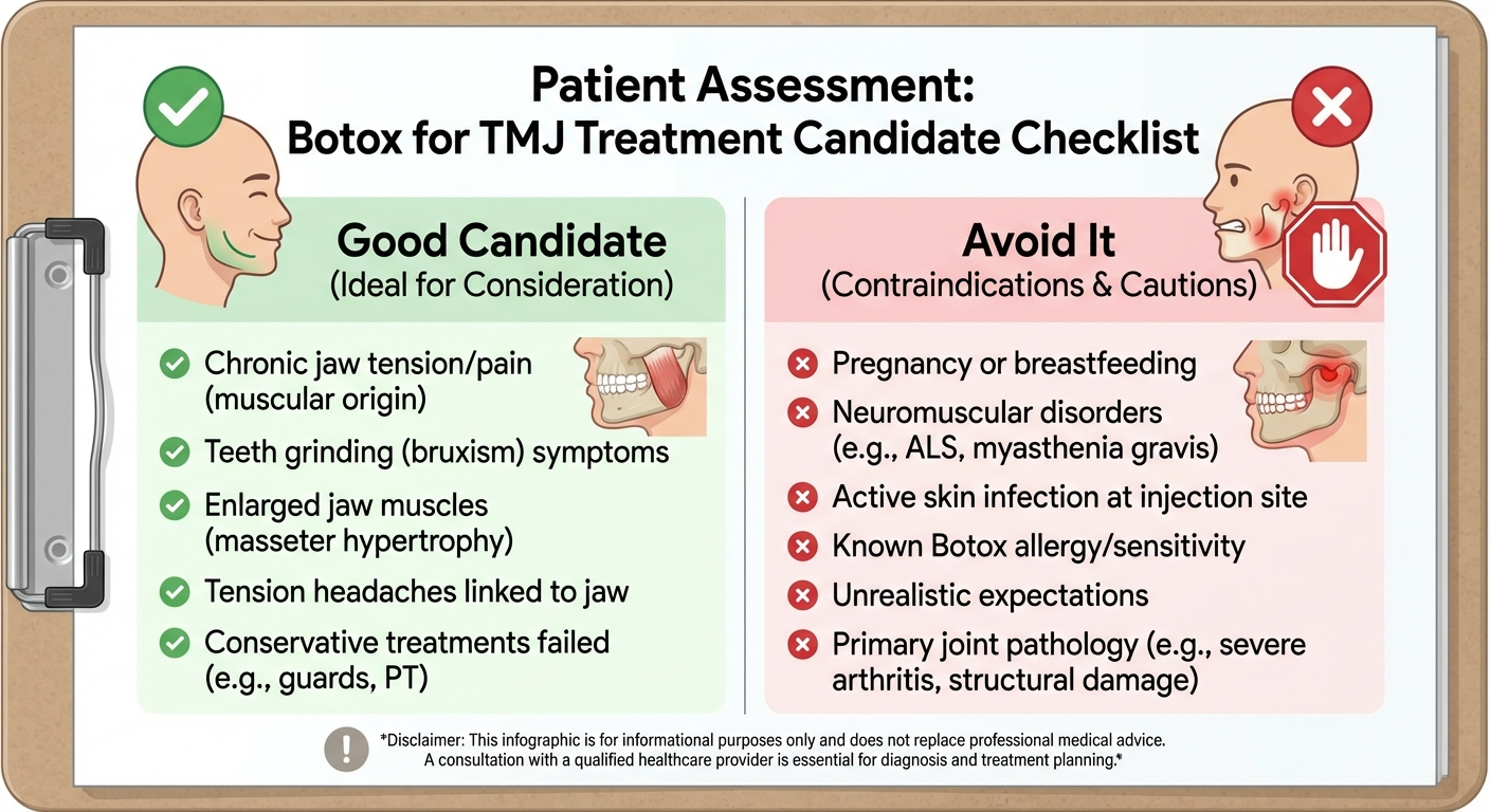 Orofacial pain specialist examining jaw muscle tension during patient assessment for Botox candidacy